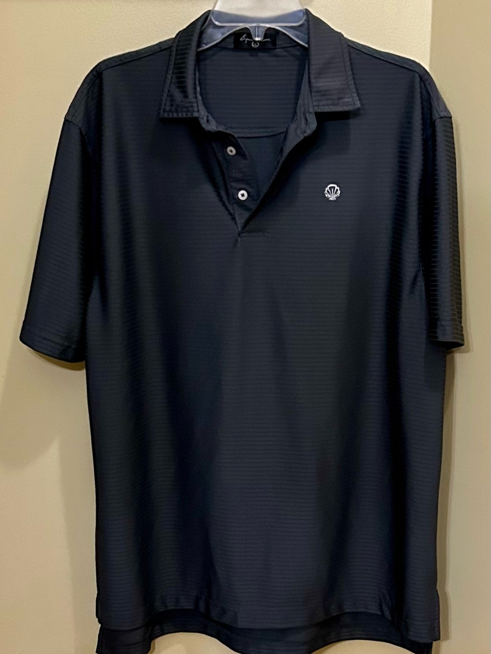 Men's Black Short-Sleeve Polo with Shell Logo - Performance Knit